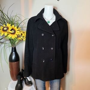 Vintage Esprit Wool Peacoat Women's Black Double-Breasted Coat